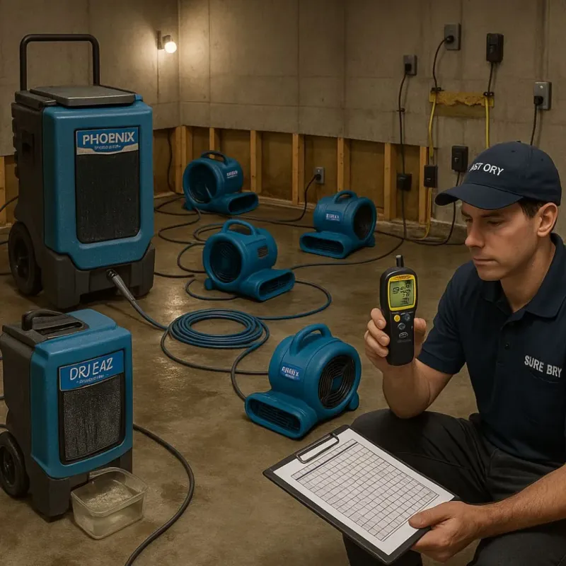 Structural Drying and Dehumidification process in Sleepy Eye, MN